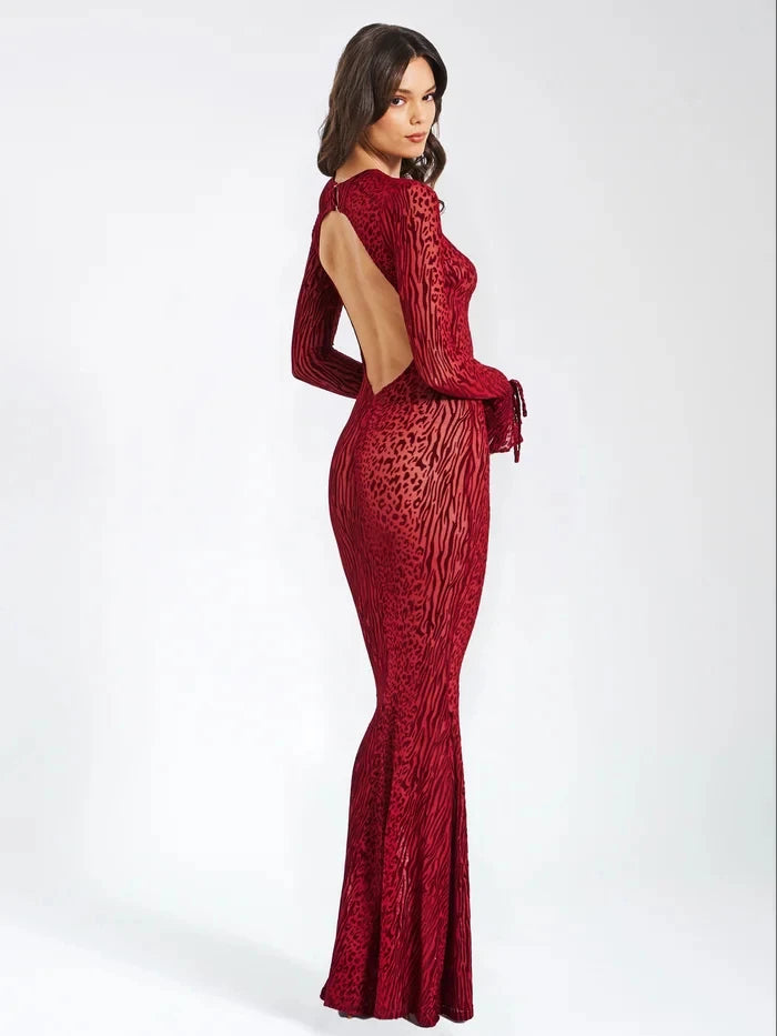 Robe rouge transparente coté