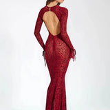 Robe rouge transparente dos