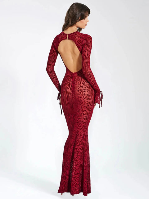 Robe rouge transparente dos