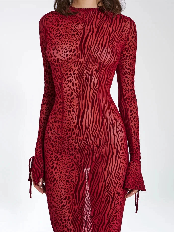 Robe rouge transparente zoom