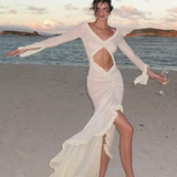 Robe transparente beige
