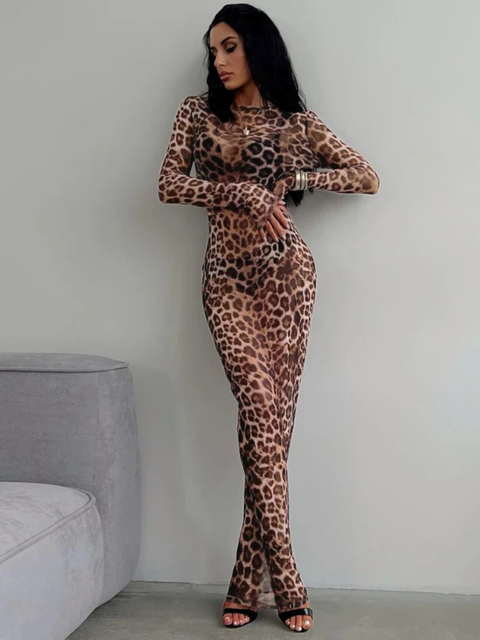 Robe longue léopard