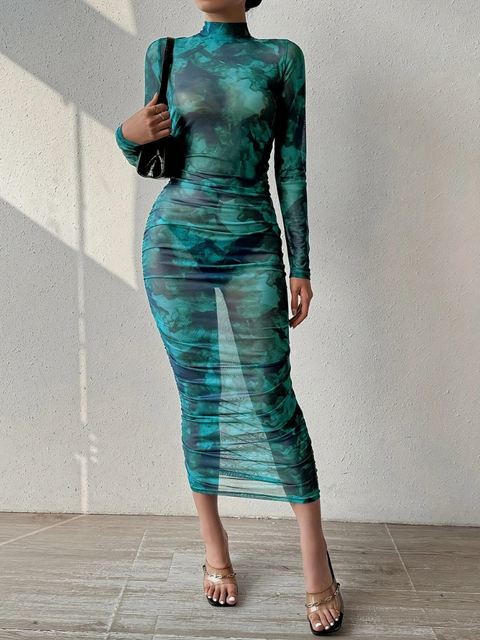 Robe manche longue transparente