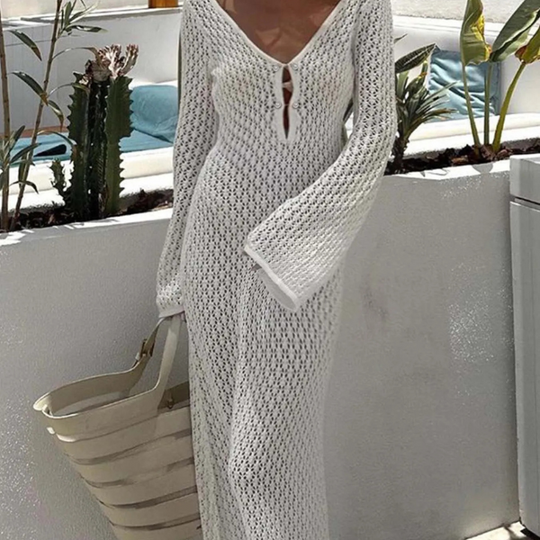 robe blanche manche longue transparente