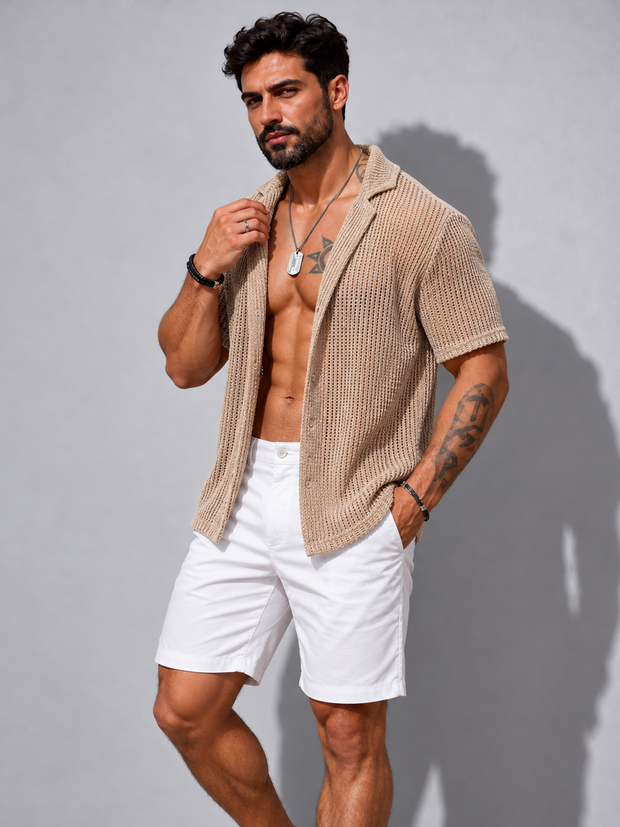 Chemise d'été transparente beige
