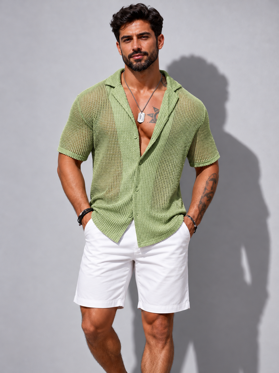Chemise d'été transparente verte