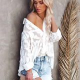 Chemise en dentelle noire transparente | blanc