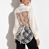 Chemise en dentelle transparente pour femme dos
