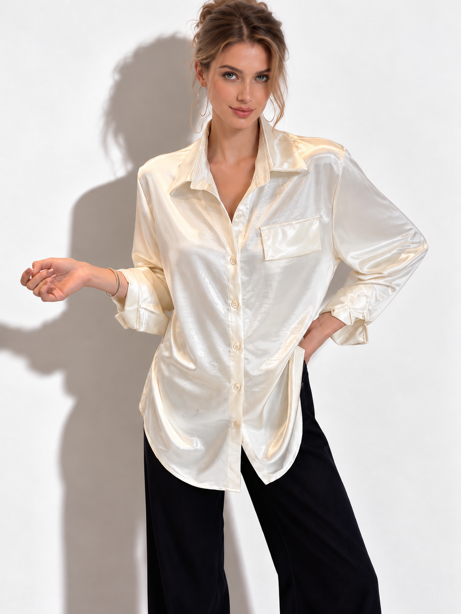 Chemise en dentelle transparente pour femme face