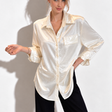 Chemise en dentelle transparente pour femme face