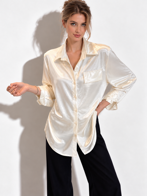 Chemise en dentelle transparente pour femme face