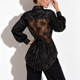 Chemise en dentelle transparente pour femme dos noire