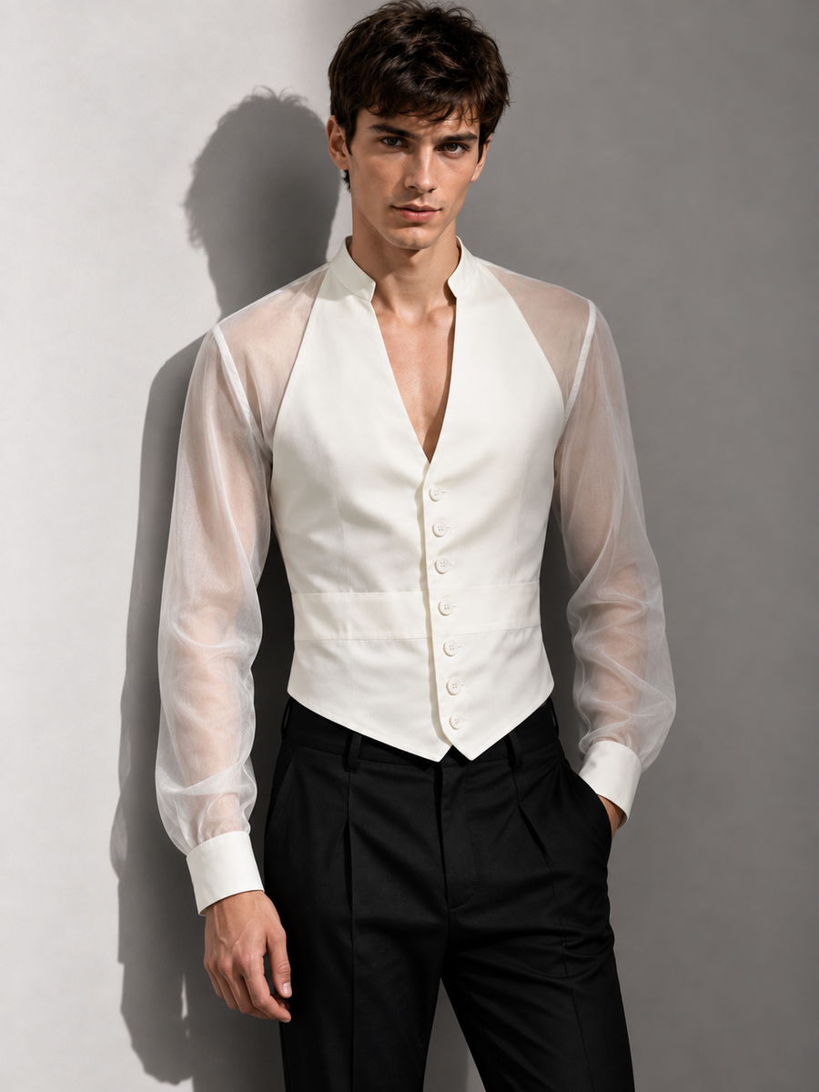 Chemise fluide transparente homme