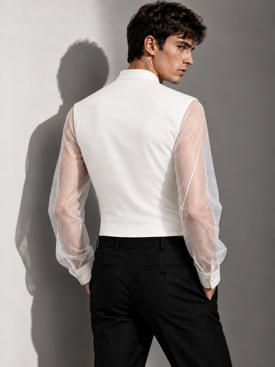 Chemise fluide transparente homme dos
