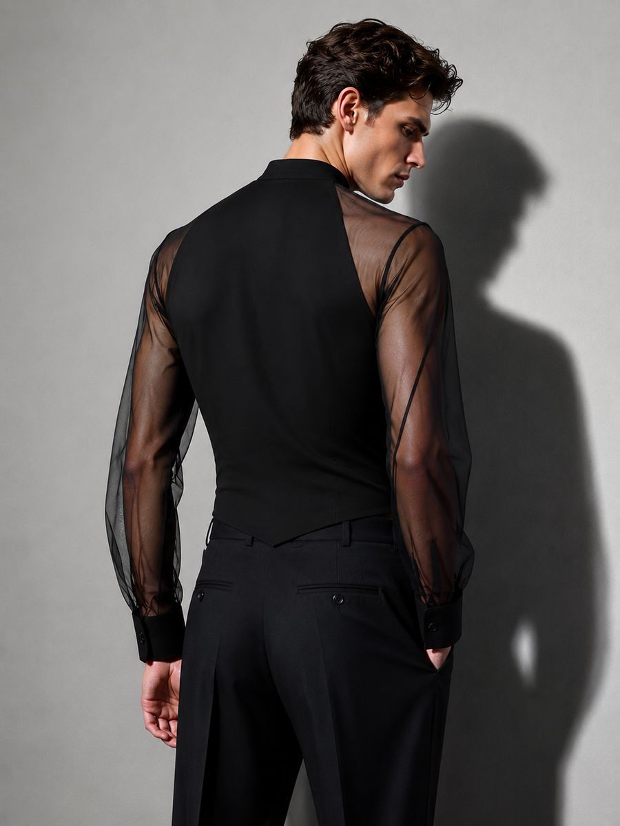 Chemise fluide transparente homme dos