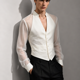 Chemise fluide transparente homme blanc
