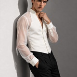 Chemise fluide transparente homme ivoire