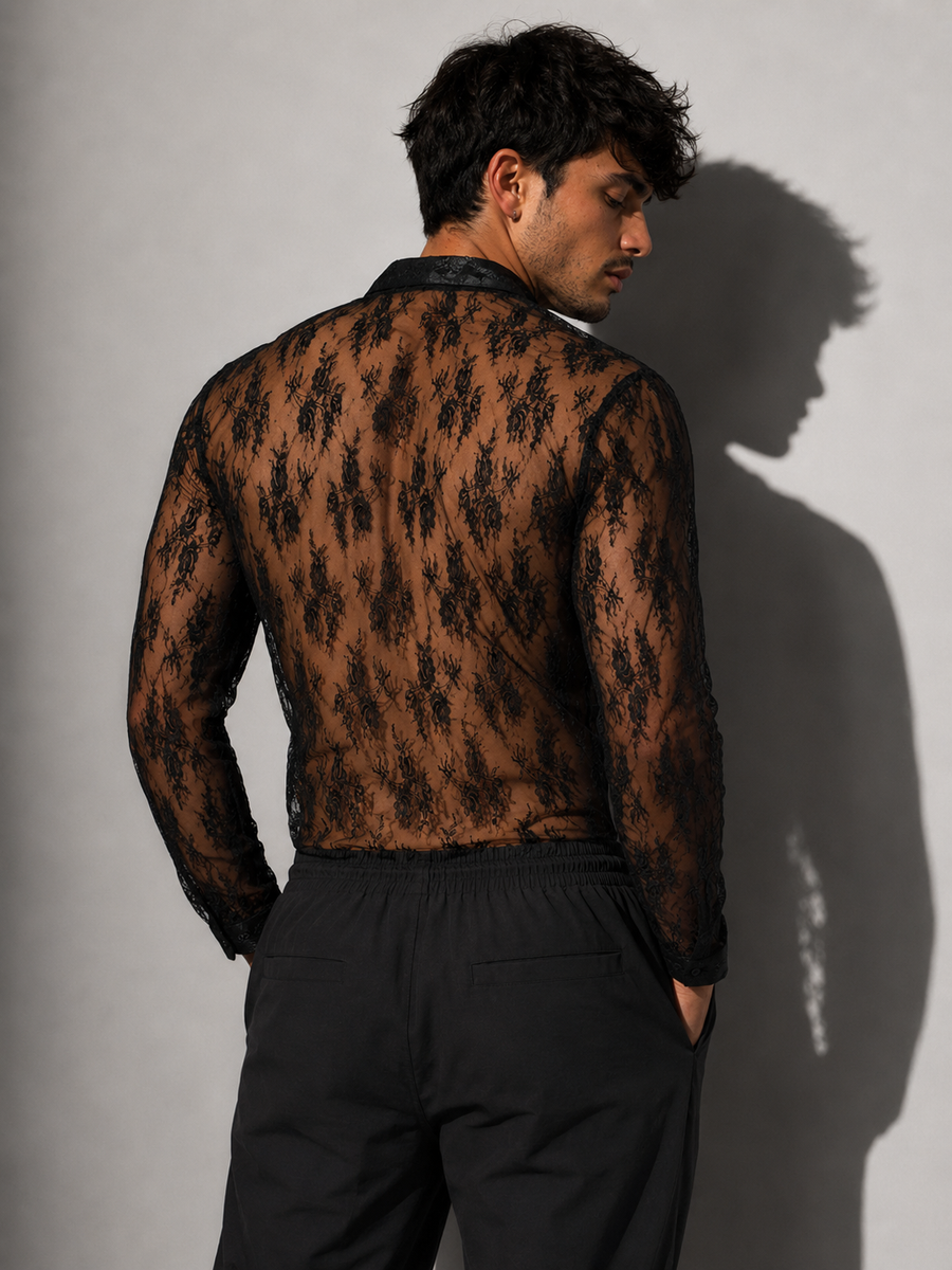 Chemise homme fine été transparente dos