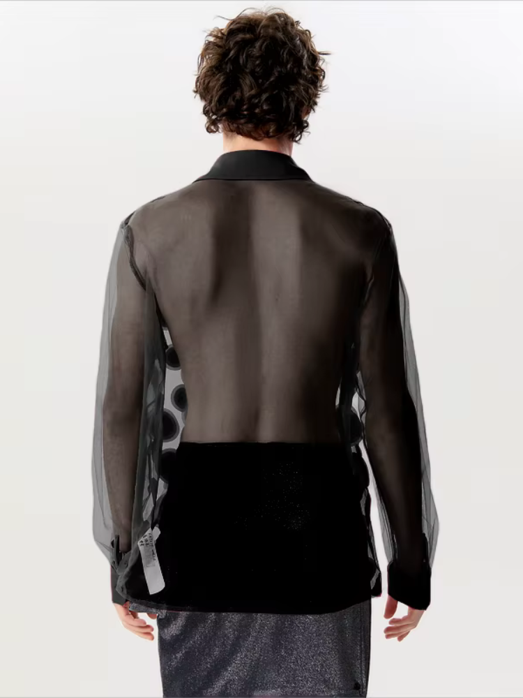 Chemise manche transparente