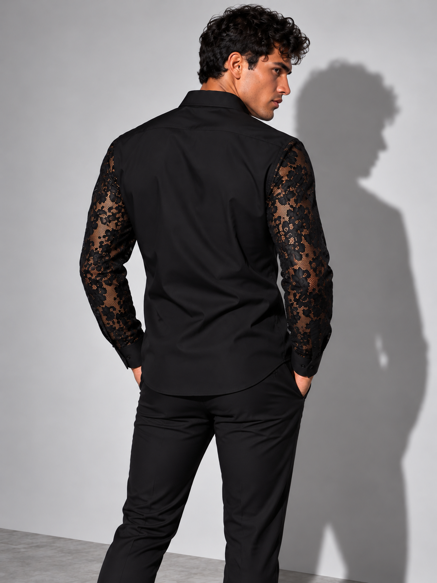Chemise à manches transparentes dos