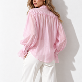 Chemise mousseline transparente rose dos 