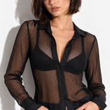 Chemise transparente noire femme zoom