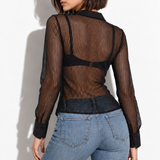 Chemise transparente noire femme dos