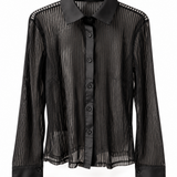 Chemise transparente noire femme détail