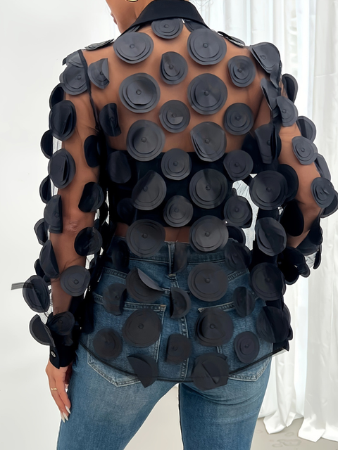 Chemise transparente sexy noire dos