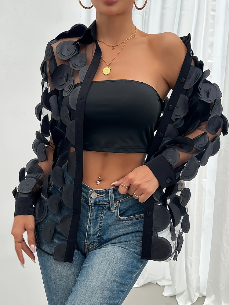 Chemise transparente sexy noire face