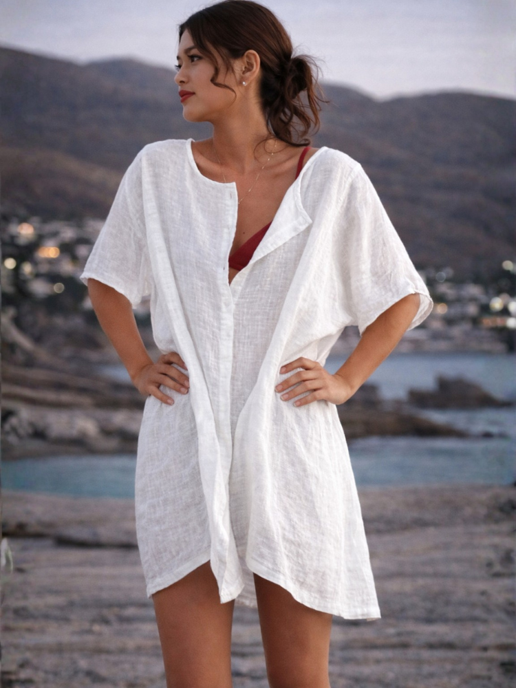 Chemise de plage transparente blanc