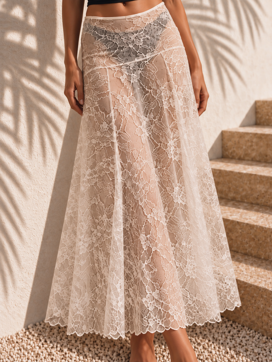 Jupe blanche transparente zoom