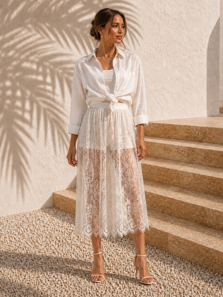 Jupe noire transparente blanche