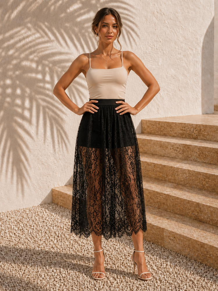 Jupe noire transparente