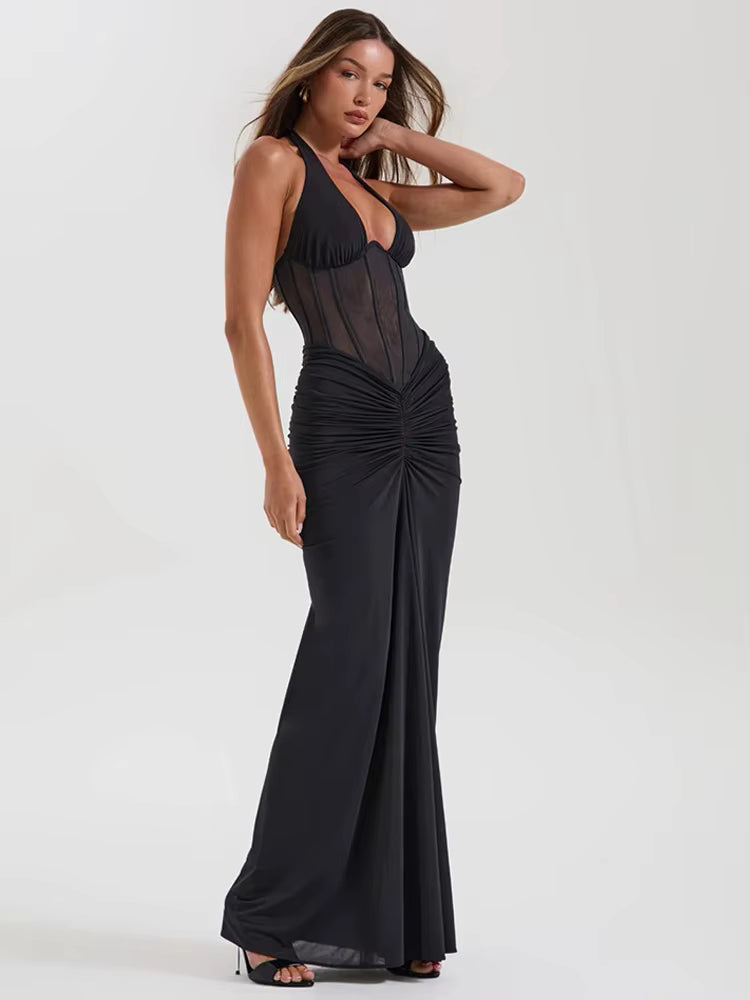 Robe d'été transparente noire coter