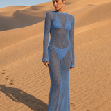 Robe de plage transparente bleue