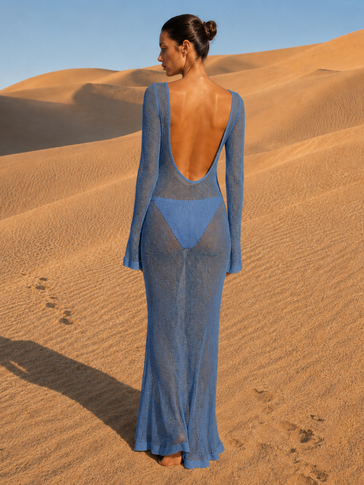 Robe de plage transparente dos
