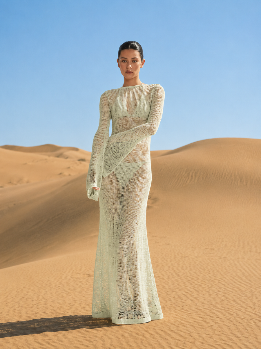 Robe de plage transparente vert