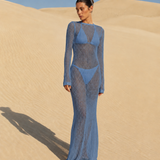 Robe de plage transparente bleu