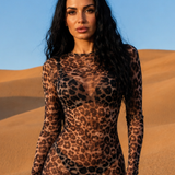 Robe longue léopard transparente zoom