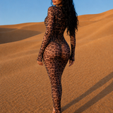 Robe longue léopard transparente dos