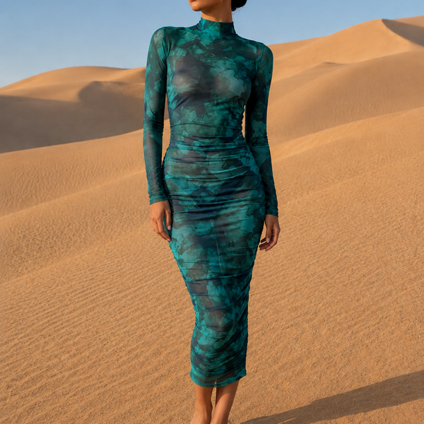 Robe manche longue transparente