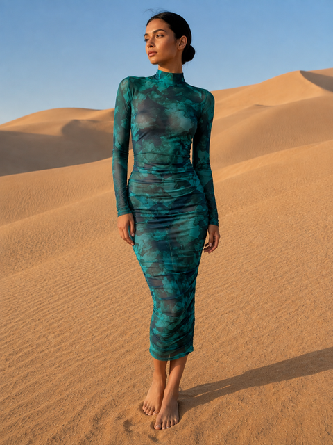 Robe manche longue transparente