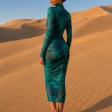 Robe manche longue transparente dos