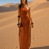Robe moulante transparente orange