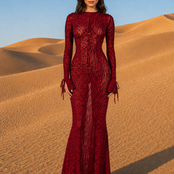 Robe rouge transparente