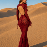 Robe rouge transparente dos