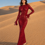 Robe rouge transparente face