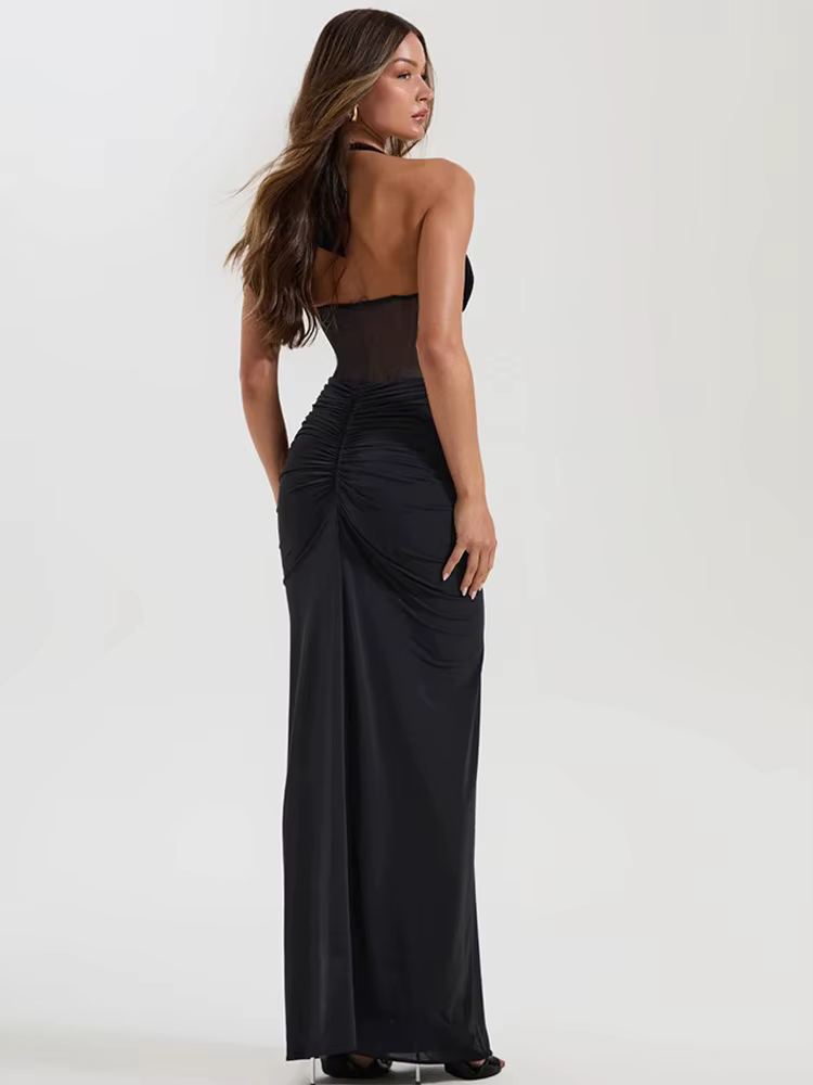 Robe d'été transparente noire dos