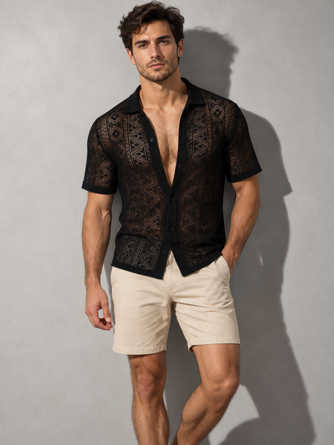 Chemise transparente manche courte